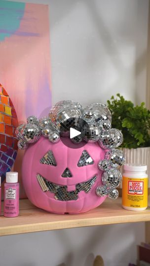 32K views · 239 reactions | Disco ball pumpkin for a hippie Halloween 🎃✨ | Create groovy and ghoulish Halloween party decor with FolkArt Velvet Crush! Get the velvety retro look on your DIY disco pumpkin then add glitz and... | By Plaid CraftsFacebook Pumpkin Disco Ball, Disco Ball Pumpkin Painting, Disco Decorations Diy, Disco Halloween Decor, Disco Ball Halloween, Disco Ball Pumpkin, Disco Pumpkin, Disco Halloween, Plaid Crafts