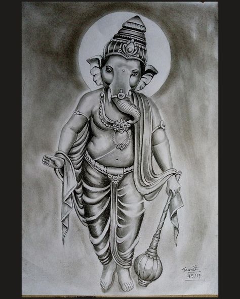 Ganesh Sketch Pencil, Ganesh Drawing Pencil, Ganesh Ji Pencil Sketch, Ganpati Drawing Sketch, Bappa Sketch, Akansha Singh, Ganesh Sketch, Gannu Bappa, Side Face Drawing