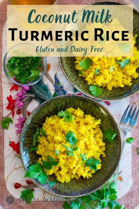 Coconut Turmeric Rice, Rice With Coconut Milk, Quick Gluten Free Meals, Coconut Milk Rice, Gluten Free Recipes Side Dishes, Turmeric Rice, Gluten Free Recipes For Kids, Calamari Recipes, Roasted Carrots Recipe