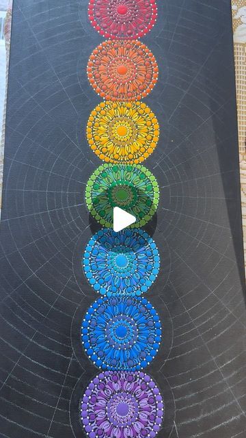 Swati Choudhury on Instagram: "“The Chakras” 12” x 24” Acrylics on Canvas  Work in progress!" Chakra Painting Ideas, Chakra Art Mandala, Chakra Mandala Art, Chakra Painting, Chakra Mandala, Mandala Rock Art, The Chakras, Canvas Work, Mandala Rocks