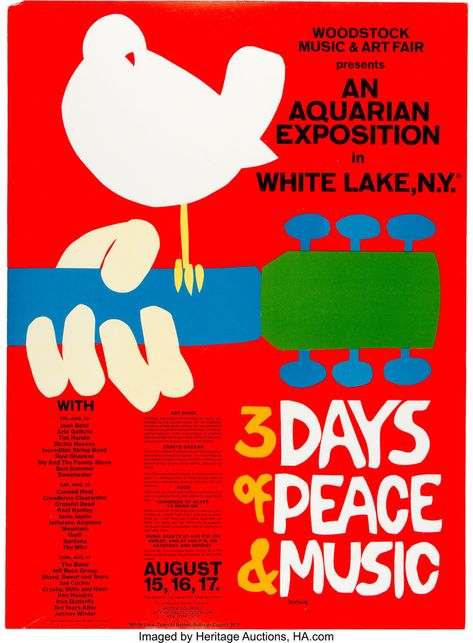 Woodstock (1969) poster - Fonts In Use Woodstock Concert, Woodstock Poster, 1969 Woodstock, Woodstock Photos, Richie Havens, Arte Jazz, Peace Music, Alvin Lee, Poster Rock