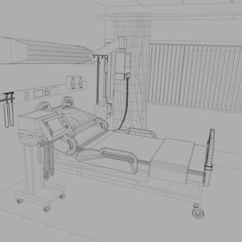 Hospital Art Drawing, Hospital Room Drawing Reference, Hospital Drawing Reference, Hospital Sketch Drawings, Hospital Room Drawing, Ward Hospital, Hospital Drawing, Hospital Reference, Hospital Scene