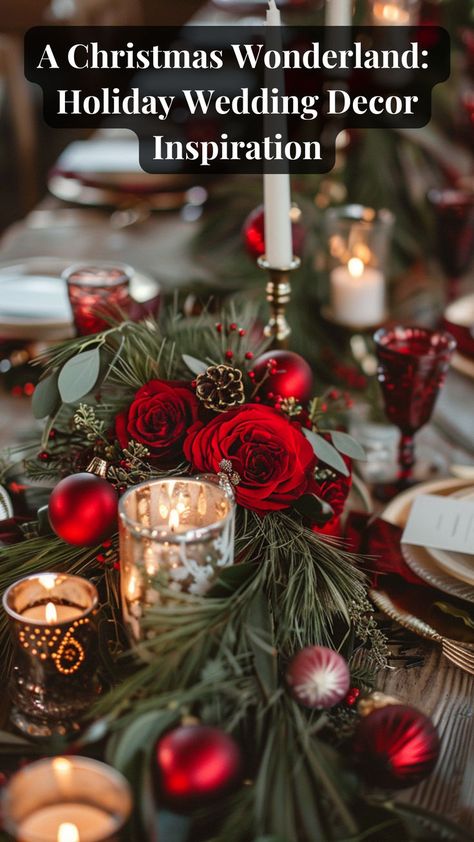 Christmas decor at a wedding Christmas Wedding Decor, Head Table Wedding Decorations, Holiday Wedding Decor, Christmas Wedding Themes, Christmas Wedding Inspiration, Jasmine Wedding, Head Table Wedding, Xmas Theme, Christmas Dining Table