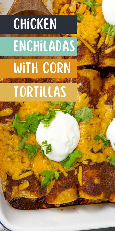 The best enchiladas are made with corn tortillas. I will walk you through how to prepare your tortillas so they don’t come out soggy (or fall apart) and show you how to make easy shredded chicken for your enchiladas. I will also tell you how to prepare the enchiladas, what sauce to use (red), and how long to bake them. This is one of my favorite dinner recipes.