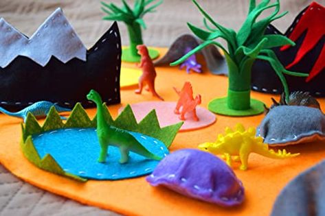 Candle Bridal Shower Gift, Dinosaur Small World, Travel Play Mat, Felt Play Mat, Dinosaur Play, Sensory Blanket, Preschool Gifts, Candle Wedding Decor, Summer Candles