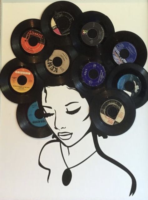 Recycled Magazine Crafts, Vinyl Record Wall Art, Images Pop Art, Record Design, Record Wall Art, Record Crafts, Vinyl Record Display, Recycled Magazine, Record Display