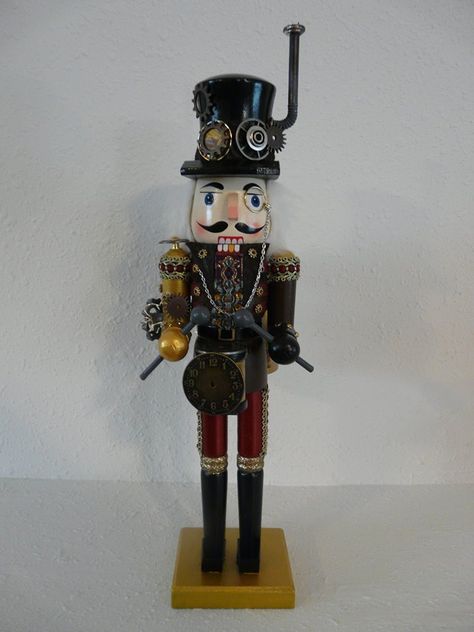 Steampunk Nutcracker - My ripoff version of the one on Instructables. Steampunk Nutcracker Christmas, Goth Nutcracker, Steampunk Nutcracker, Drosselmeyer Nutcracker, Empress Matilda, Nutcracker Ideas, German Christmas Decorations, Nutcracker Characters, Nutcracker Collection