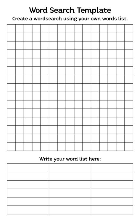 Blank Word Search Free Printable, Make Your Own Word Search Free Printable, Word Search Template Free Printable, How To Make A Word Search Puzzle, Blank Word Search Template, Blank Spelling Worksheets Free Printable, Blank Crossword Puzzle Template, Middle School Word Search Free Printable, Worksheets For Middle Schoolers