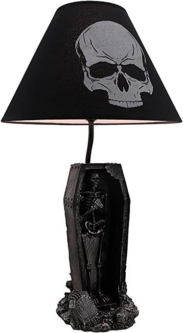 Skeleton In A Coffin, Coffin Table, Skeleton Standing, Skeleton Lamp, Skull Table, Gothic Homeware, Horror Decor, Goth Home, Goth Home Decor