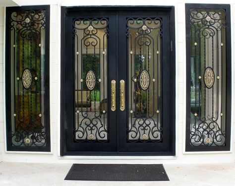 Metal Entrance Doors, Wrought Iron Designs, Pintu Ganda, Wrought Iron Entry Doors, Wrought Iron Front Door, Entry Door Designs, Iron Front Door, Iron Entry Doors, Metal Doors Design