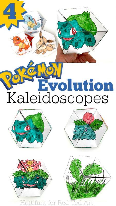 Pokemon Evolution DIY - Paper Toys - Kaleidocycle Pokemon Kids Craft, Pokemon Bookmark, Diy Kaleidoscope, Pokemon Themed Party, Kartu Pokemon, Diy Paper Toys, Pokemon Diy, Pokemon Craft, Pokemon Birthday Party