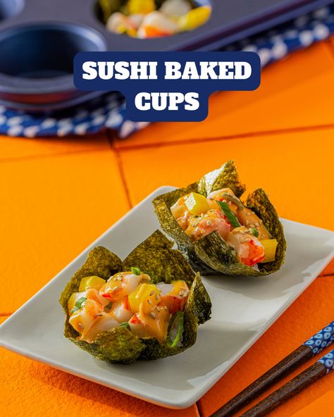 Shake up your weekly meals with our delicious Sushi Bake Cups! Made with Crab Classic, a fully cooked high quality ingredient that's low in calories and ready to put-together in minutes. Now that's a win-win! Sushi Bake Shrimp And Crab, Sushi Bake Tuna And Crab, Crab Sushi Bake Recipe Easy, Salmon Crab Sushi Bake, Imitated Crab Recipes Sushi Bowl, Crab Sushi, Brunch Sandwich, Surimi Recipes, Crab Appetizer