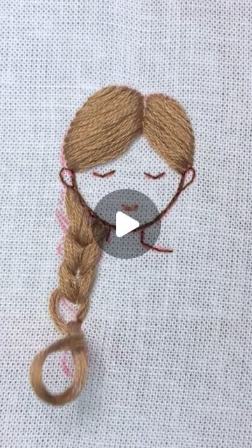 Embroidery Hair Patterns, How To Stitch Hair Embroidery, Curly Hair Embroidery, Embroidery Girl Pattern, Girl Embroidery Designs, Hand Embroidery Hair Bow, Braid Embroidery, Girl Embroidery, Hand Embroidery Patterns Free