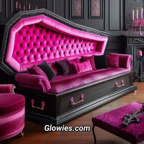 I feel like Dio would have this couch. Because look at it, It's literally a coffin! Goth Couch, Coffin Couch, Goth House, Goth Houses, Punk Grunge, Purple Eyes, Couch Bed, Room Inspiration, Feel Like