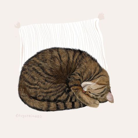 Alissa Levy on Instagram: “Curling up for Caturday 🐈 . . . #catmood #catillustration #catsofinstagram #catlove  #katzenliebe #digitalart #illustrationartist…” Calico Cat Illustration, Cat Lover Illustration, Calico Cat Aesthetic Art, Curled Up Cat Illustration, Oil Painting Cat Meme, Funny Cats And Dogs, Cat Icon, Illustration Artists, Cat Illustration