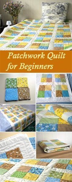 How to Sew a Patchwork Quilt for Beginners. Tutorial http://www.handmadiya.com/2017/04/patchwork-quilt-for-beginners.html Quilts For Beginners, Patchwork Quilts For Beginners, Beginning Quilting, Illustration Tutorial, Beginner Quilt Patterns, Crazy Quilting, Costura Diy, Beginner Sewing Projects Easy, Patchwork Quilt Patterns