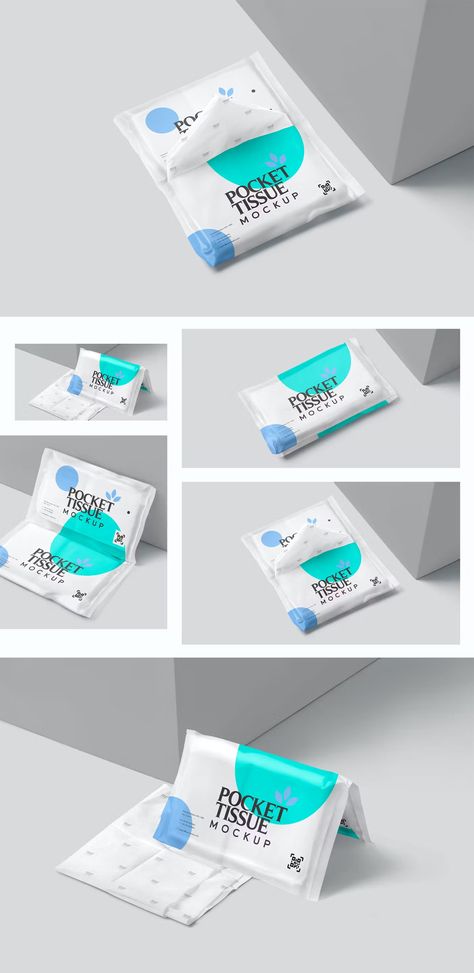 Wallet Style Tissue Pack Mockups Tissue Paper Packaging, Tissue Packaging, Pocket Tissue, Tissue Pack, Packaging Template, Packaging Designs, Paper Packaging, Wallet Fashion, Custom Branding