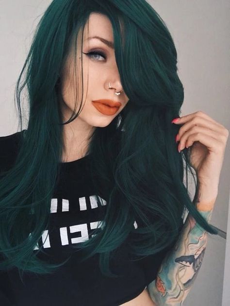 Green Ombre Hair, Kylie Green, Emerald Green Hair, Dark Green Hair, Blue Green Hair, Brown Ombre Hair, Teal Hair, Green Wig, Ombré Hair