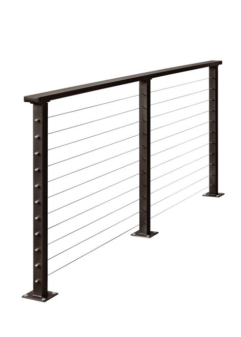 CityPost 36\" tall cable railing kits can be ordered to fit your needs regardless of your project layout. All kits come with enough posts to install at a maximum center-to-center spacing of 5FT (example: 24FT kits includes 6 posts). All you need to do is measure each deck/stair side and order a kits that most closely match in length (always round up to the nearest size to ensure proper fit)./r All kits come with posts that are pre-drilled, mounting bolts, CityPost’s patented top rail bracket, al Deck Cable Railing, Project Layout, Deck Railing Systems, Deck Railing Design, Cable Railing Systems, Black Deck, Steel Deck, Side Deck, Deck Stairs