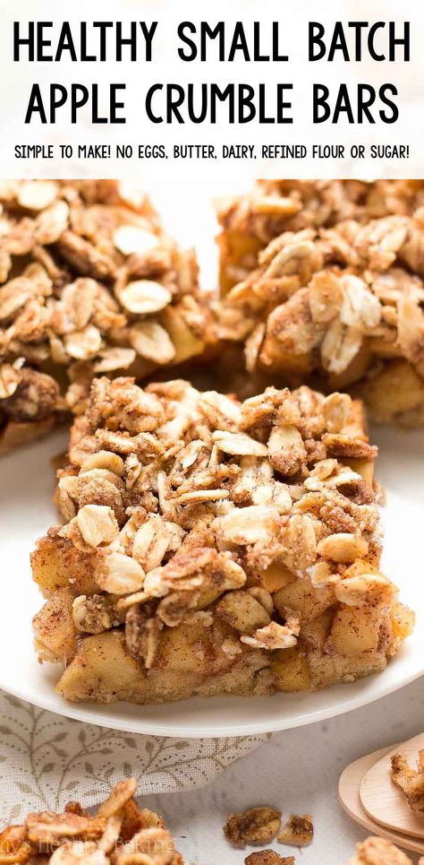 Apple Crisp Small Batch, Healthy Crumble, Apple Crisp Bars Recipe, Apple Recipes Easy Healthy, Apple Crumble Bars, Healthy Apple Desserts, Healthy Apple Crumble, Apple Cookie, Healthy Apple Crisp