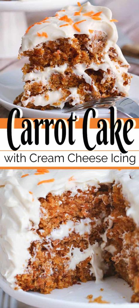 This easy CARROT CAKE Recipe is super moist and delicious, and has the most perfect cream cheese icing ever. This cake is guaranteed to become one of your go-to dessert recipe for all occasions. #carrotcake #cakerecipe #cakerecipes #easyrecipe #dessert #cake Carrot Cake Recipe From Scratch, Classic Carrot Cake Recipe, Carrot Cake Recipe Homemade, Cake Recipe From Scratch, Classic Carrot Cake, The Best Carrot Cake, Carrot Cake Recipe Easy, Homemade Carrot Cake, Easter Recipe