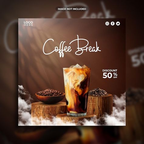 PSD coffee break social media post templ... | Premium Psd #Freepik #psd Cafe Social Media Post Design, Cafe Social Media Design, Cafe Social Media Posts, Coffee Poster Design Graphics, Coffee Social Media Design, Coffee Social Media Post, Break Social Media, Cafe Social Media, Coffee Flyer