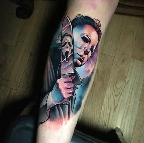 Montreal Tattoo, Horror Movie Tattoos, Movie Tattoo, Movie Tattoos, Wicked Tattoos, Tattoo Zeichnungen, Scary Tattoos, Theme Tattoo, Creepy Tattoos