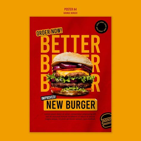 Burger Poster, Menu Design Layout, Advertisement Layout, Food Promotion, Burger Menu, Restaurant Poster, Poster Template Free, Social Media Branding Design, Food Menu Design