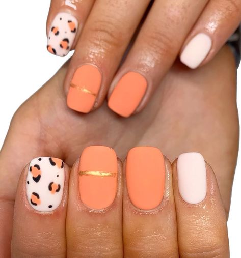 Apricot Nails, Short Nail Art Designs, Short Nail Art, Nail Designs Ideas, Matte Top Coat, Leopard Print Nails, Short Nails Art, Short Nail, Short Nail Designs