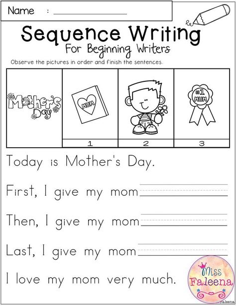 Narrative Prompts, Writing Center Kindergarten, Sequence Writing, Sequencing Pictures, Sequencing Worksheets, Write A Story, First Grade Worksheets, First Grade Writing, Sentence Starters