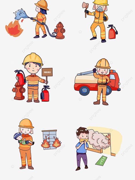 Fire Safety Poster Drawing, Fireman Illustration, Fireman Clipart, Job Illustration, Fire Safety Poster, Boarders Designs For Projects, Fire Safety Tips, Fire Drawing, Geometric Pattern Background