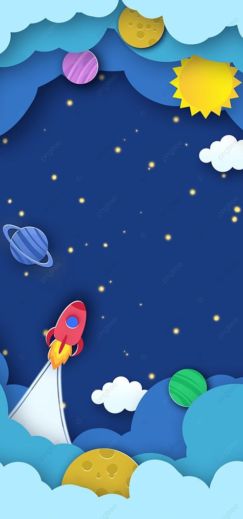 Cute Sun Moon Paper Cut Universe Planet Background Paper Cutout Art Wallpaper, Space Border Design, Cute Planets Wallpaper, Cartoon Sky Background, Sky Cartoon Background, Background Design Cartoon, Animation Background Design, Dreams Background, Cartoon Background Design