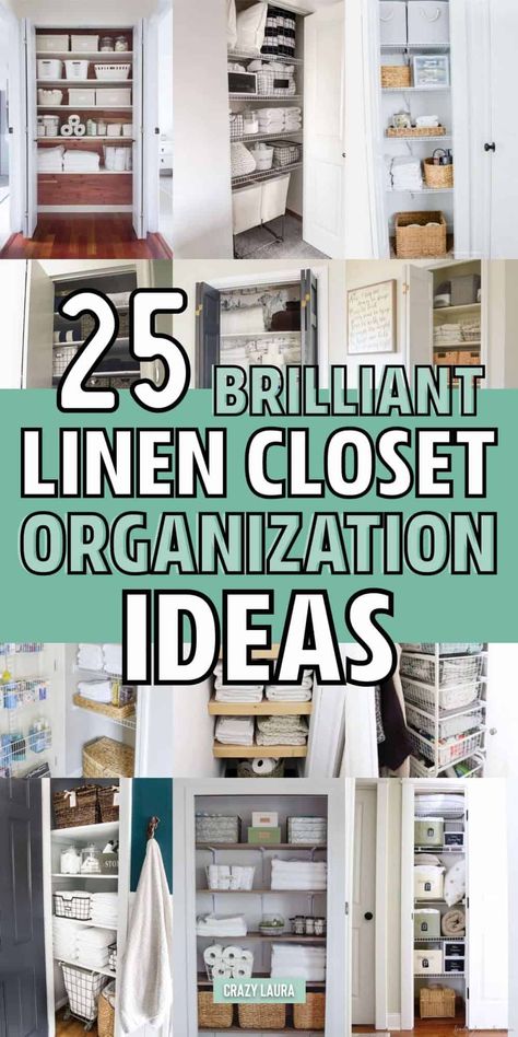 Want to give that messy linen closet a makeover?! Check out these super helpful organization tutorials for inspiration to make yours amazing! Small Linen Closet Organization, Linen Closet Organization Ideas, Hall Closet Organization, Linen Closet Design, Linen Closet Shelves, Linen Closet Makeover, Small Linen Closets, Bathroom Linen Closet, Linen Closet Storage