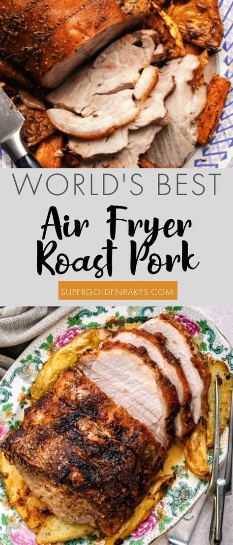 Air Fryer Roast Pork – succulent pork loin roasted to perfection in your Air Fryer. With a crisp skin and tender meat, this may be the best pork roast recipe EVER! Air Fryer Pork Roast Boneless, Air Fryer Recipes Pork Loin, Air Fryer Pork Roast, Best Pork Roast, Best Pork Roast Recipe, Sirloin Roast Recipes, Air Fryer Recipes Pork, Pork Rib Roast, Air Fryer Roast