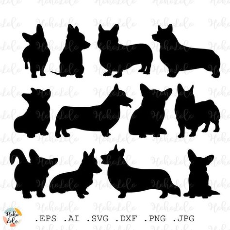 Downloadable Corgi Dog SVG Bundle includes 30+ cute Corgi dog silhouettes, perfect for Cricut cut files, clipart & stencils. Great for t-shirts, mugs, tumblers, wall decals, and.#HairArt #ClipartDesigns #HairGoals #ClipartTrends #HairGraphic #ClipartInspiration #HairDesigns Corgi Svg Free, Corgi Embroidery Pattern, Dogs Silhouette, Corgi Silhouette, Corgi Svg, Dog Stencil, Dog Mom Quotes, Dog Silhouettes, Corgi Dogs