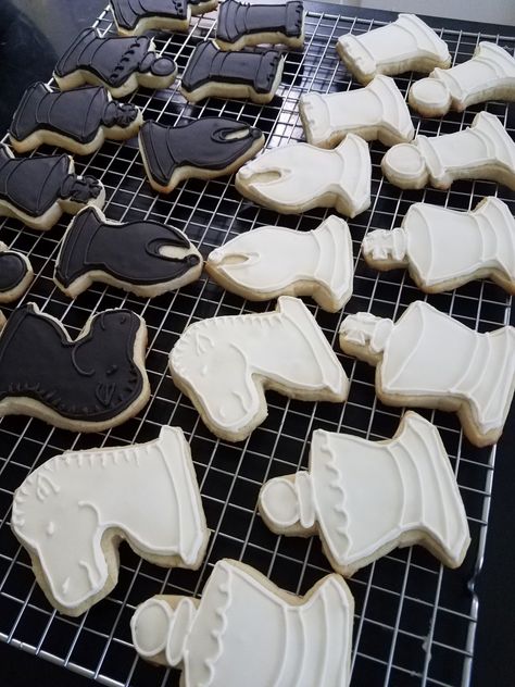 Chess cookies Chess Cookies, Chess Cookies Decorated, Chess Decorations Party, Chess Birthday Party, Chess Themed Party, Chess Birthday, Chess Party, Chess Themed Party Decorations, Chess Birthday Party Ideas