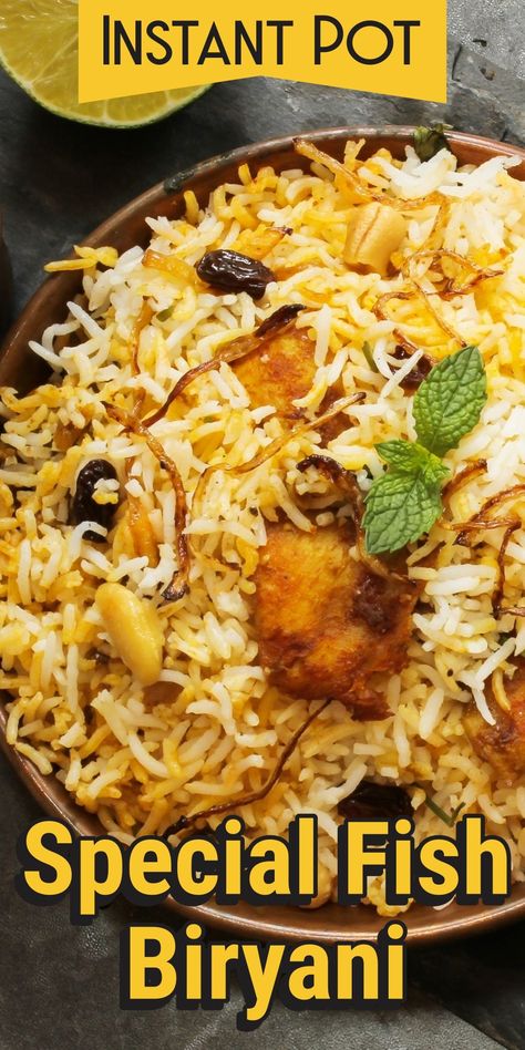 Fish Breyani Recipes, Fish Biryani Recipe Indian, Crock Pot Fish, Fish Biryani Recipe, Instant Pot Fish, Fish Biryani, Pescatarian Meals, Biryani Recipes, Eid Recipes