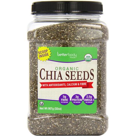 BetterBody Foods Organic Chia Seeds with Antioxidants Calcium and Fiber, 2 Pound         ** Visit the image link more details. (This is an affiliate link) #GroceryGourmetFood Chai Seed, Source Of Fiber, Good Source Of Fiber, Grocery Foods, Healthy Food Dishes, Protein Drinks, Food Obsession, Food Shop, Usda Organic