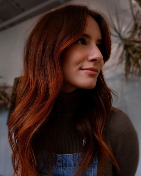 🕸️🕷️🎃👻🦇 Amber Highlights In Brown Hair, Brown Orange Hair, Highlights In Brown Hair, Amber Highlights, Bella Hair, Orange Ombre, Brown Hair With Highlights, Orange Hair, Brown Orange