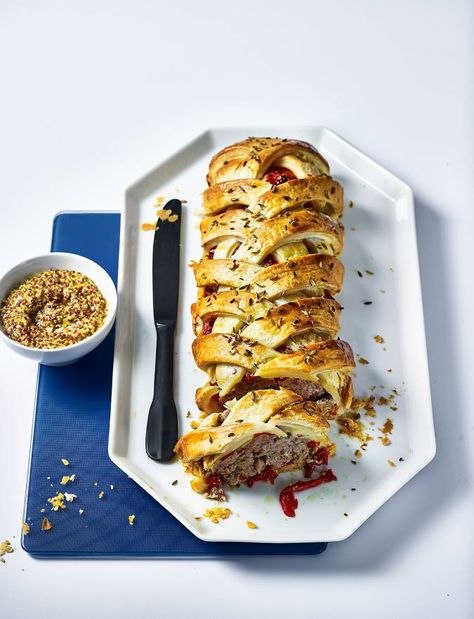 Italian-inspired sausage plait recipe | Sainsbury's Magazine Sausage Plait, Sainsburys Recipes, Sausage Roll, Savoury Pies, Christmas Meals, New Potatoes, Recipe For Kids, Food Delivery App, Mobile Wallet