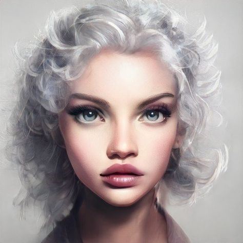 yourstrulyasiaa on artbreeder White Hair Dark Skin, Artbreeder Portraits, Drawing Tutorial Face, Bold Makeup, Female Character, Girls Illustration, Light Hair, Silver Hair, Character Portraits