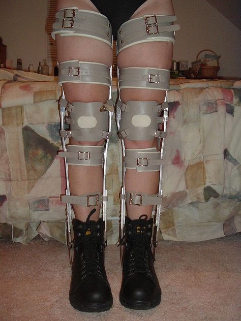 https://flic.kr/p/cWKcim | Boots and Taupe Braces From the Front | Here is a… Kafo Leg Braces, Amputee Oc, Disabled Oc, Milwaukee Brace, Jhin League Of Legends, Orthopedic Brace, Braces Girls, Prosthetic Leg, Leg Braces