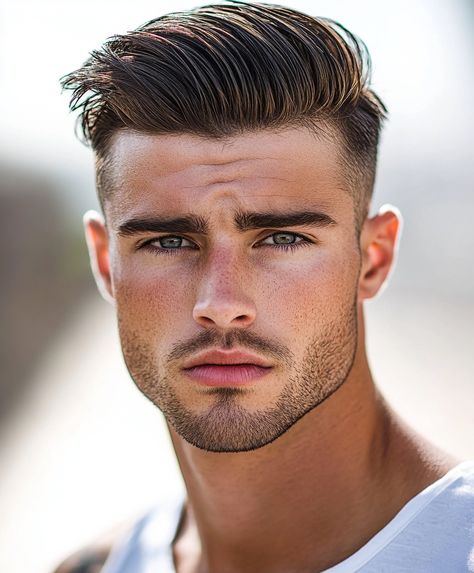 Exploring 31 Diverse High and Tight Haircut for Men Ideas to Suit Every Style and Occasion Classic Pompadour Men, Haircut For Guys, Mens Mid Length Hairstyles, Man Hair Style, Balding Men, Haircuts For Balding Men, Dark Hair Blue Eyes, High And Tight Haircut, Pompadour Men