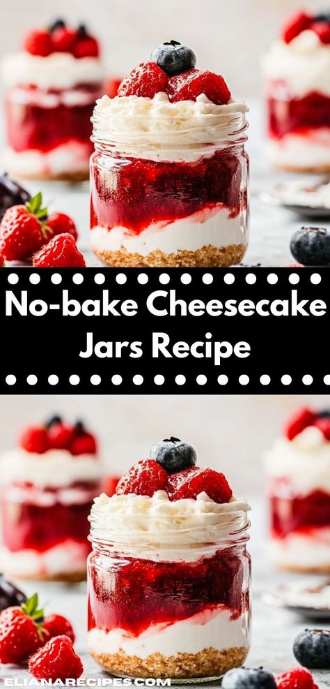 Looking for a delightful dessert? This no-bake cheesecake jars recipe is a creamy, indulgent treat that’s perfect for any occasion. Quick to prepare, it’s a family-friendly favorite that everyone will love. Cheesecake Cup Recipes, Cheesecake Jars, Cup Recipes, No Bake Chocolate Cheesecake, Cheesecake In A Jar, Cheesecake Cups, Fruit Compote, Vanilla Whipped Cream, Bake Cheesecake