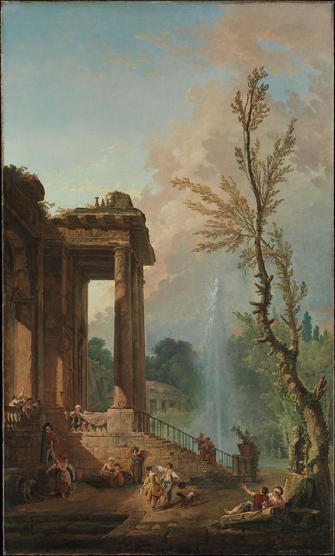 Hubert Robert, Country Mansion, Masterpieces Painting, Rennaissance Art, Classic Paintings, Art Uk, Aesthetic Painting, Painting Wallpaper, Ethereal Art