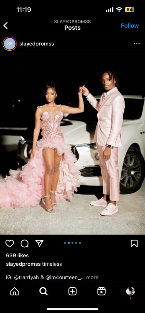 Prom Ideas Black Women, Prom Date Dresses, Homecoming Dresses Sneaker Ball, Prom Inspo Black Couples, Prom Dresses Ideas Black People, Prom Dress Inspiration Black People, Pink Prom Dresses Black Women, Hood Prom, Extravagant Prom Dresses