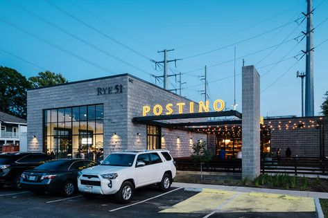 Heights Mercantile | Michael Hsu Office of Architecture | Archinect Michael Hsu, Restaurant Exterior Design, Retail Facade, Warehouse Office, Restaurant Exterior, Retail Architecture, Warehouse Design, Strip Mall, Storefront Design