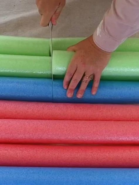 Pool Noodle Wall, Diy Accent Wall, Pool Noodle, Diy Pool, Pool Noodles, Fabric Scissors, Spray Adhesive, Hot Glue, Home A