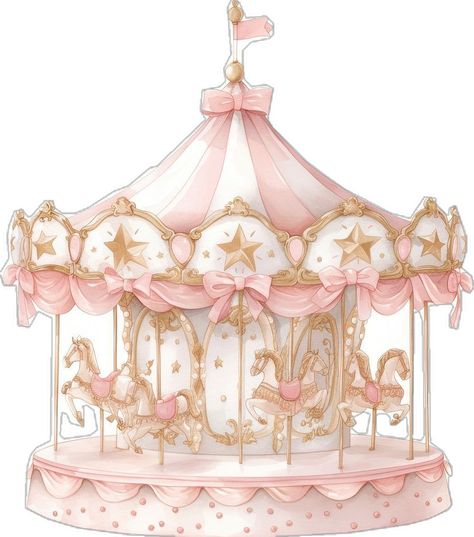 Carousel Clipart, Carousel Illustration, Carousel Aesthetic, Pink Carousel, Watercolor Candles, Custom Emojis, Canva Editing, Carousel Design, Book Clipart