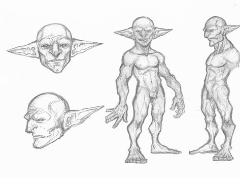 Goblin Proportions, Goblin Body Reference, How To Draw Goblins, Goblin Pose Reference, Goblin Art Female, Goblin Anatomy, Goblin Drawing Reference, Gobelins Character Design, Dnd Drawing Reference